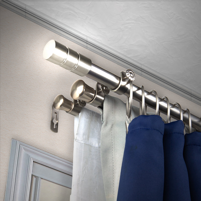 Ensemble de tringle à rideaux réglable 0,81 po Canh, 120" - 170", Nickel satiné