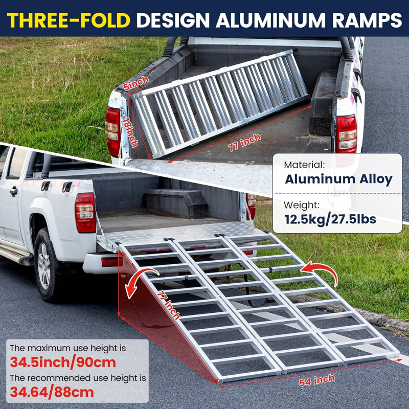 Rampes de chargement en aluminium 1800 lb maximum
