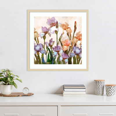 Irises Panel II by Alonzo Saunders Wood Framed Wall Art Print