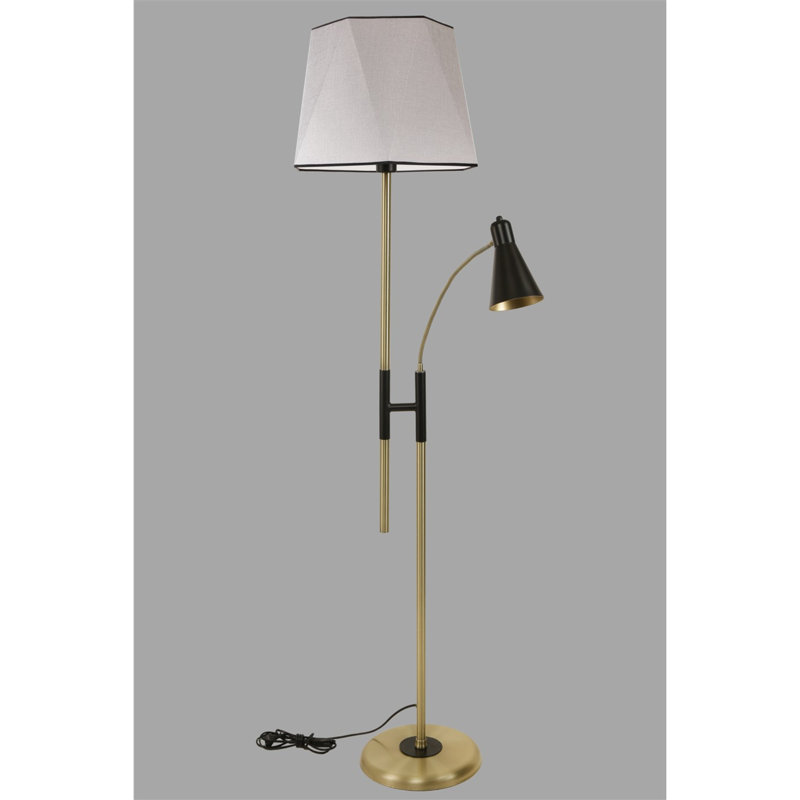 Raymer 165cm Torchiere Floor Lamp, Gold, Light Grey