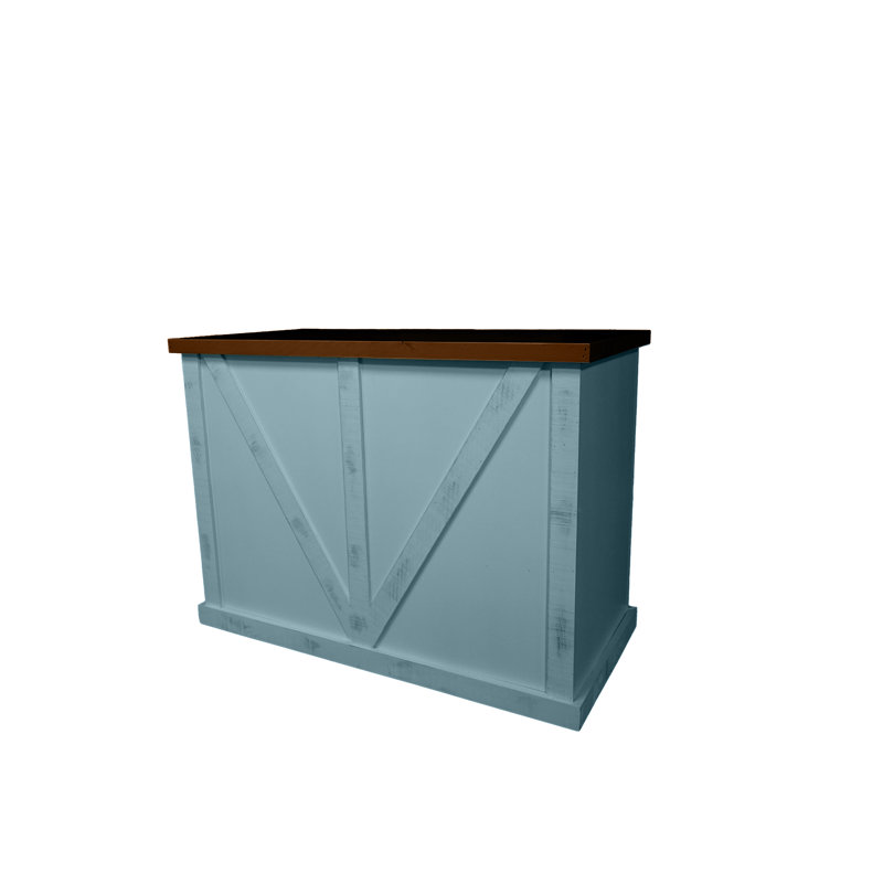 Farmhouse 48" Solid Wood Kicthen Island with trash bin compartment, Interesting Aqua