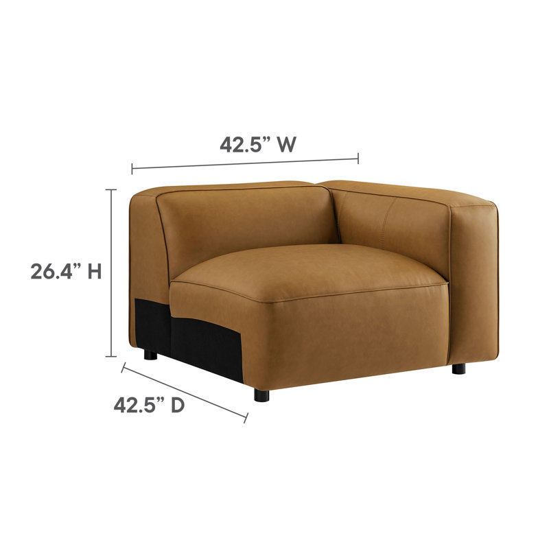 Auren Camel Faux Leather Six-Piece Modular Sofa with Wood Frame