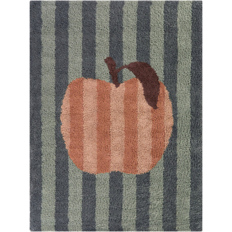 Pomme Pink Kids Apple Area Rug, Rectangle 5'3" x 7'