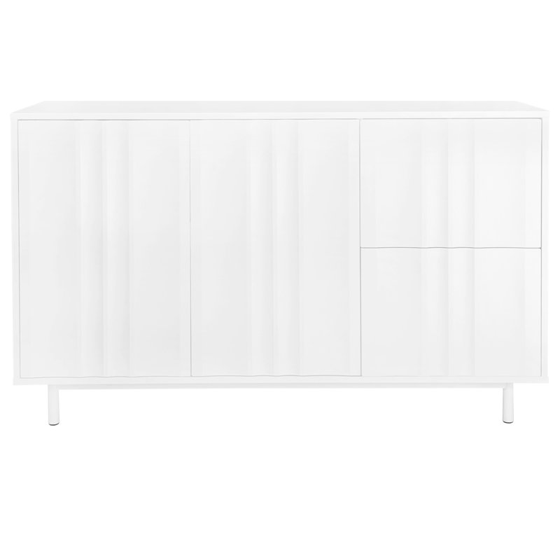 Armoire ajustable à motif de vagues à 2 portes et tiroirs - pour le salon, le bureau, le rangement blanc d'entrée avec et pour plusieurs décors