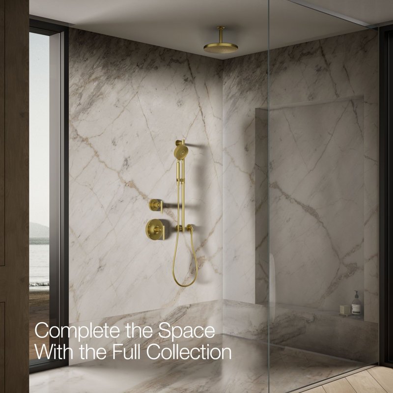 Flood Fixed Shower Head, Vibrant Brushed Moderne Brass