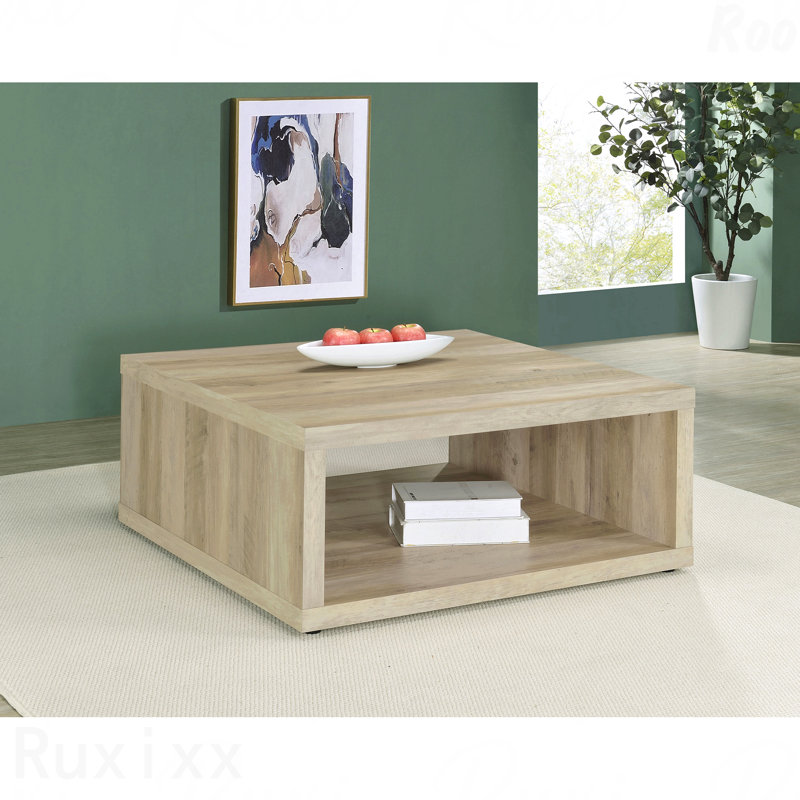 Table basse carrée en bois d'ingénierie vieilli, Pin vieilli