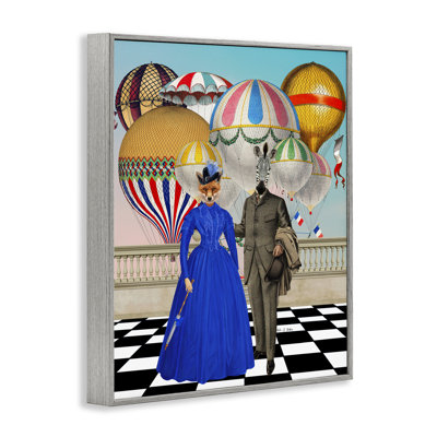 Animal Couple with Hot Air Balloons Framed Giclee Art, design by Erika C. Brothers