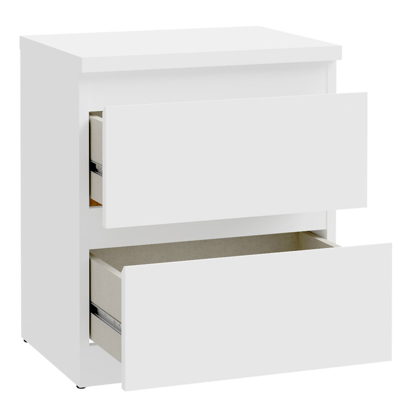 Edmore 2 Drawer Bedside Table, White
