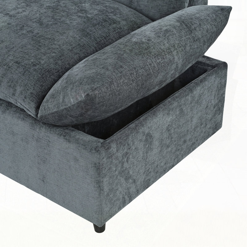 Canapé modulaire avec revêtement en polyester durable et compartiments de rangement cachés