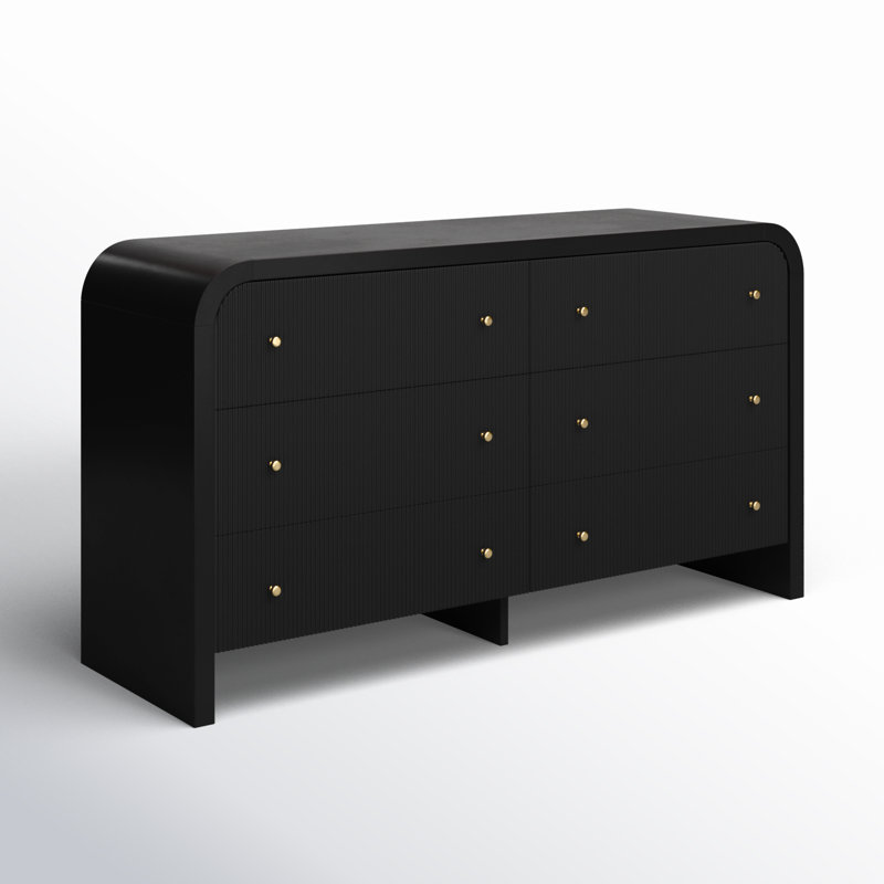 Commode 6 tiroirs Liabella, Noir
