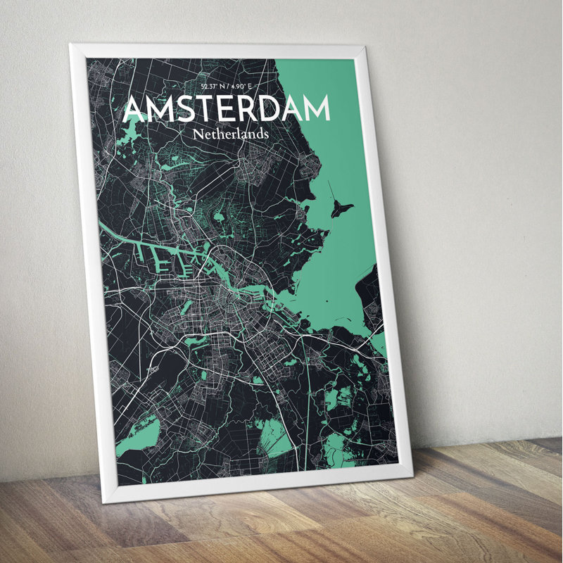 Amsterdam City Map - No Frame Print, 43.2cm H x 27.9cm W x 0.1cm D