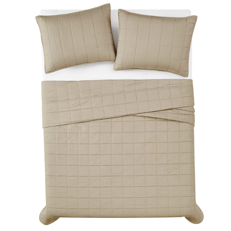 Ensemble de courtepointe London Fog Garry Wash, Courtepointe pour lit double/grand et 2 taies déc, Kaki