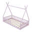 Lit simple en bois avec clôture, rose