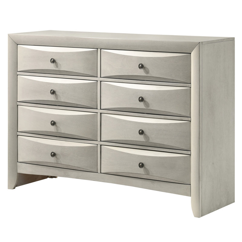 Commode 6 tiroirs avec façades de tiroirs courbées pour la chambre à coucher