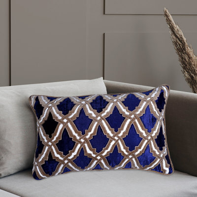 Navy Blue Velvet Linen Throw Pillow Covers Set with Embroidery – Christmas Decor 14x20 for Sofa & Bed