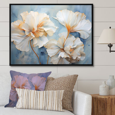" Beige Carnations On Blue III "