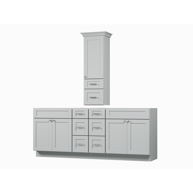 Ensemble de meuble-lavabo double 84 po avec comptoir Disar, Gris