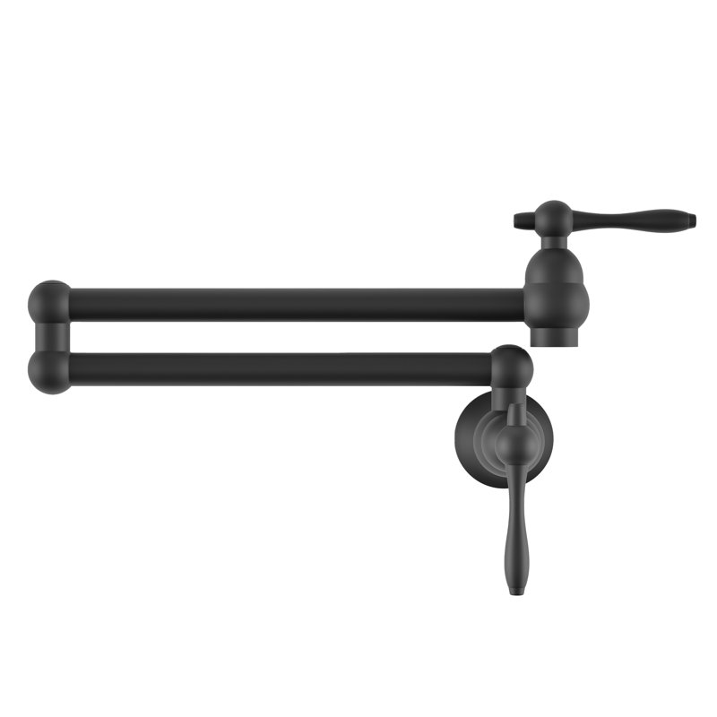 Plaisir Retractable Wall Mount Pot Filler Faucet, Matte Black