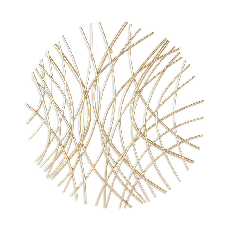 Sculpture dimensionnelle abstraite en métal, H 30,25 po x l 1,25 po x P 30,25 po, Doré