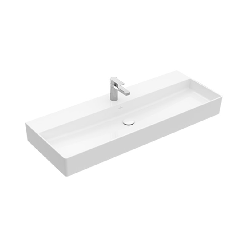 Memento 2.0 Ceramic Wall-mounted 47" Bathroom Sink With Single Faucet Hole