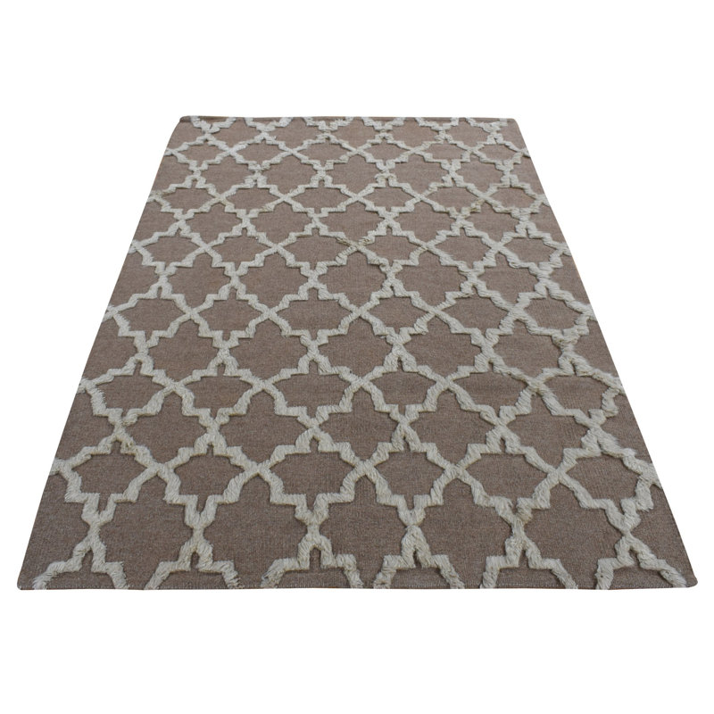 Tapis kilim et empilé noué à la main en laine pure 5 pi x 7 pi brun 4B3E80ADB6DE467591BBC1659F01523E