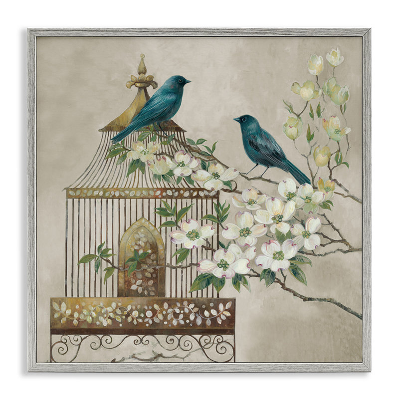 «Neutral Birdcage Menagerie», giclée par Elaine Vollherbst, H 12 po x l 12 po, Estampe numérique Farmhouse