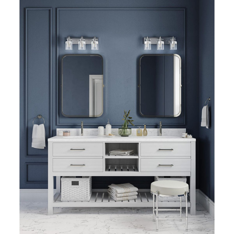 Dimmable Vanity Light, Brushed Nickel, 2 Lights, 8.625" H x 13.25" W x 6.875" D