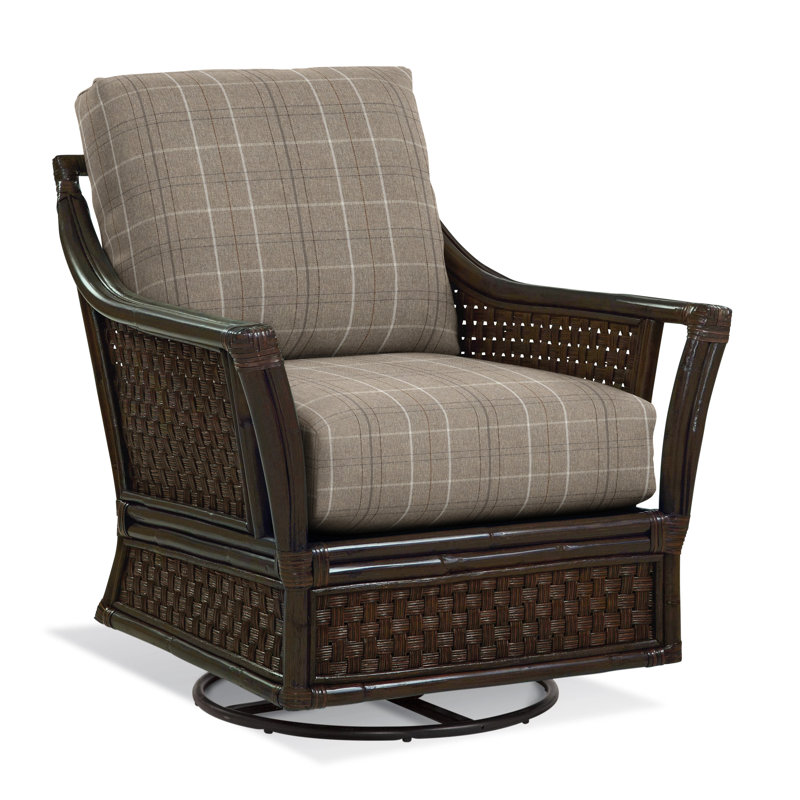 Fauteuil pivotant large de 32 po Boca, Tissu écossais taupe; 0126-73, Café