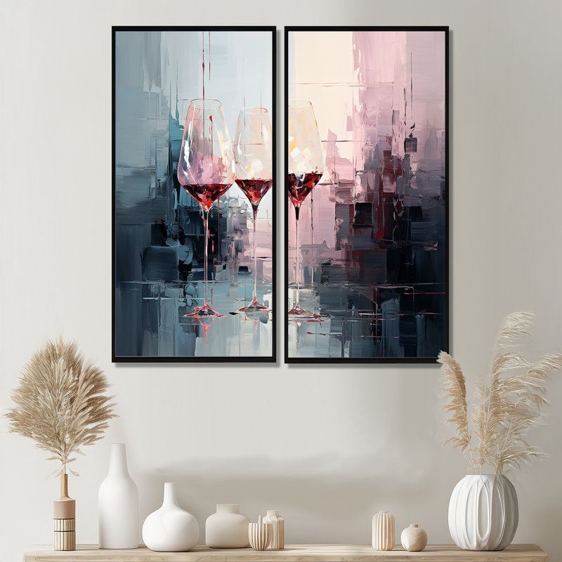 Collage profond de verres à vin - Art mural traditionnel, 40" H x 40" W, Impression encadrée flottante, Black