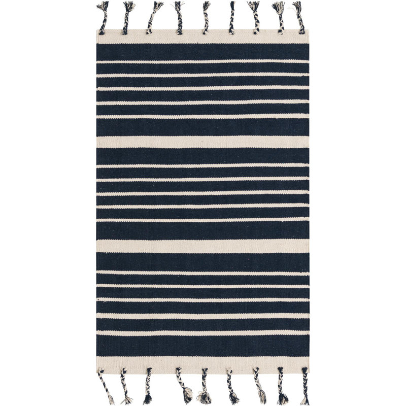 Gwin Cotton Striped Indoor Rug, Rectangle 3'3" x 5'