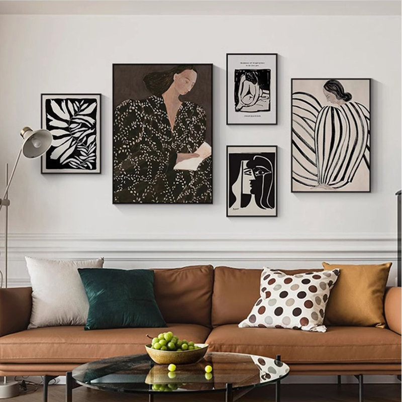 Ensemble d'art mural 5 pièces Mid-Century, H 31,5 po x l 23,62 po