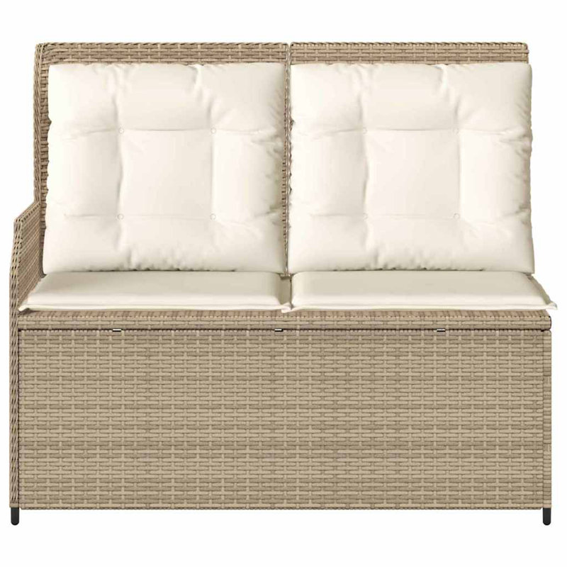 Poly Rattan Outdoor Bench, Cream, Beige