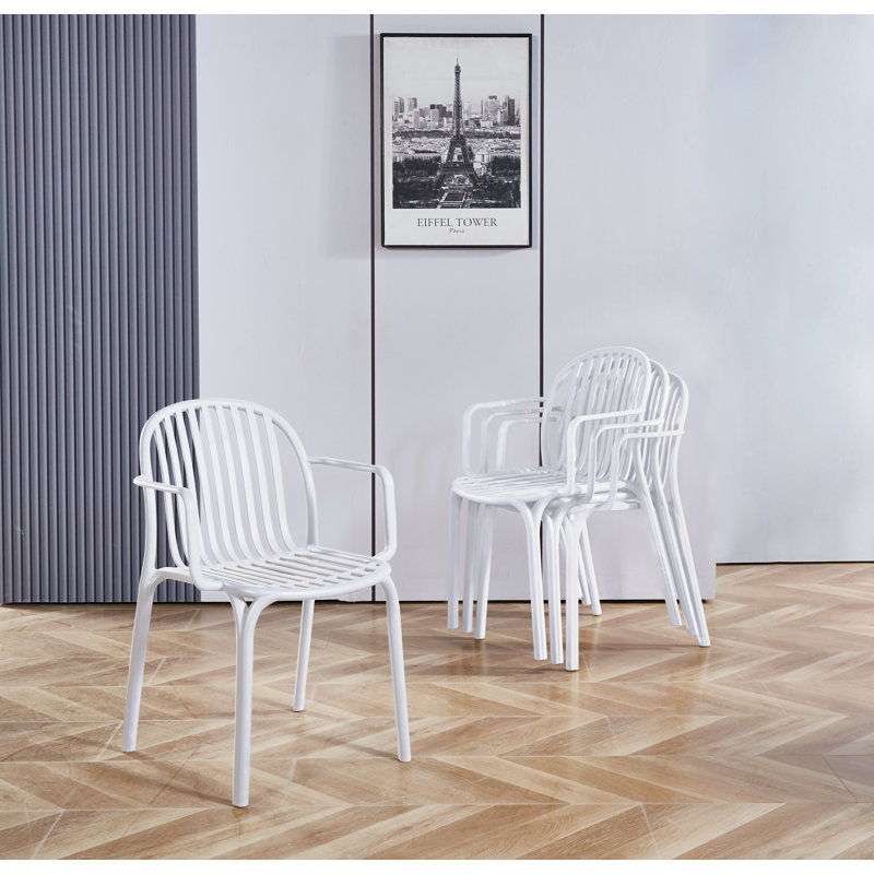 Kimbler Stacking Patio Dining Armchair, White
