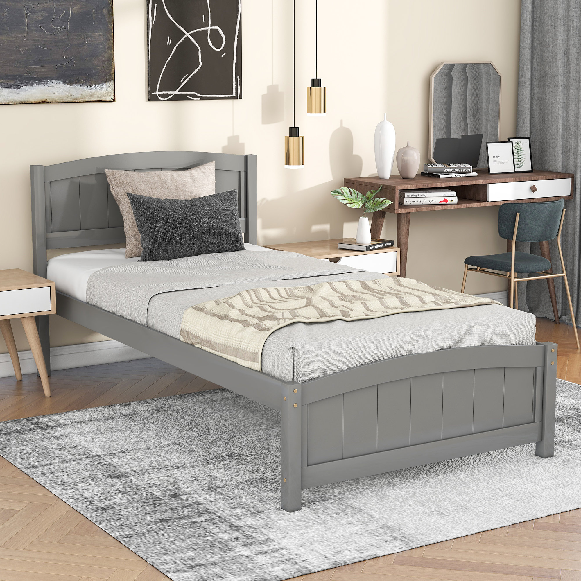 Lark Manor™ Wood Platform Bed Frame with Headboard and Footboard ...