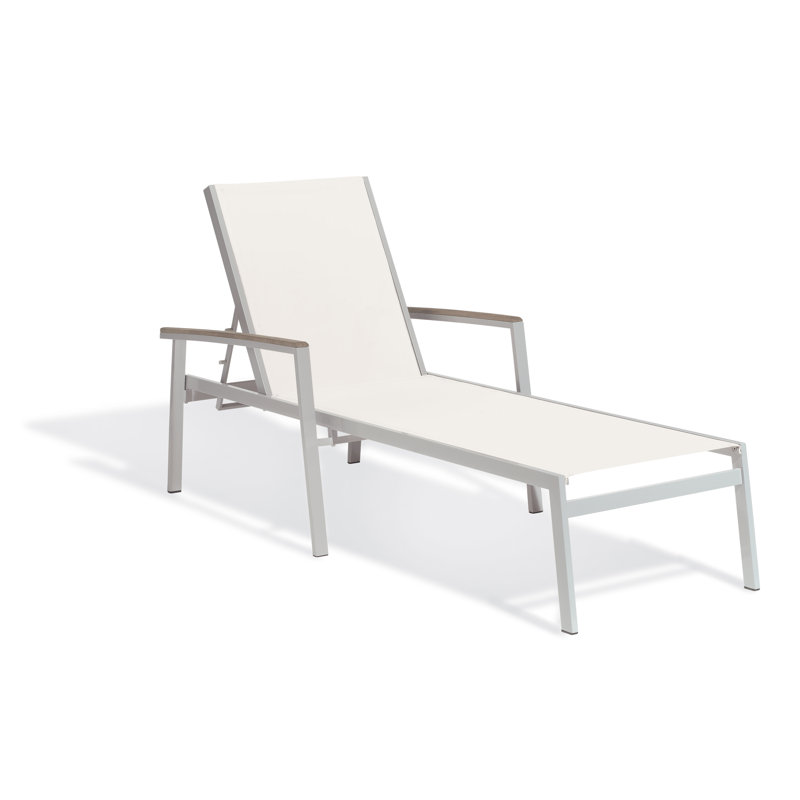 Travira Outdoor Chaise Lounge, Natural Sling, Tekwood Vintage, Flint