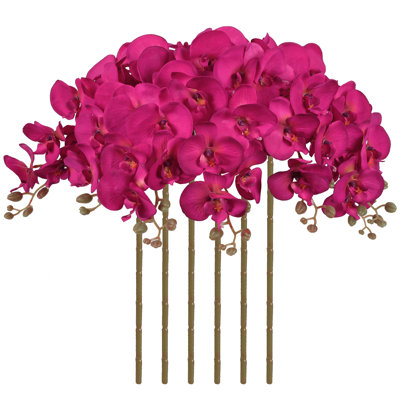 6 PCS Faux orchidées velours orchidées 38 pouces orchidées fleurs artificielles vrai look longues fleurs artificielles pour grand vase pour la maison décoration de mariage