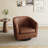 Applewold Upholstered Coffee Faux Leather Swivel Barrel Chair with Solid Wood Base-826987968