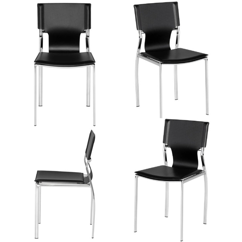 Chaise de salle à manger en cuir, Noir