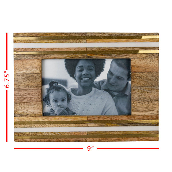 4x4 Inch Carved Floral Picture Frame Mango Wood, MDF, Metal & Glass by  Foreside Home & Garden