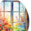 Nature's Floral Window Show III - Art mural rond en métal-88620447