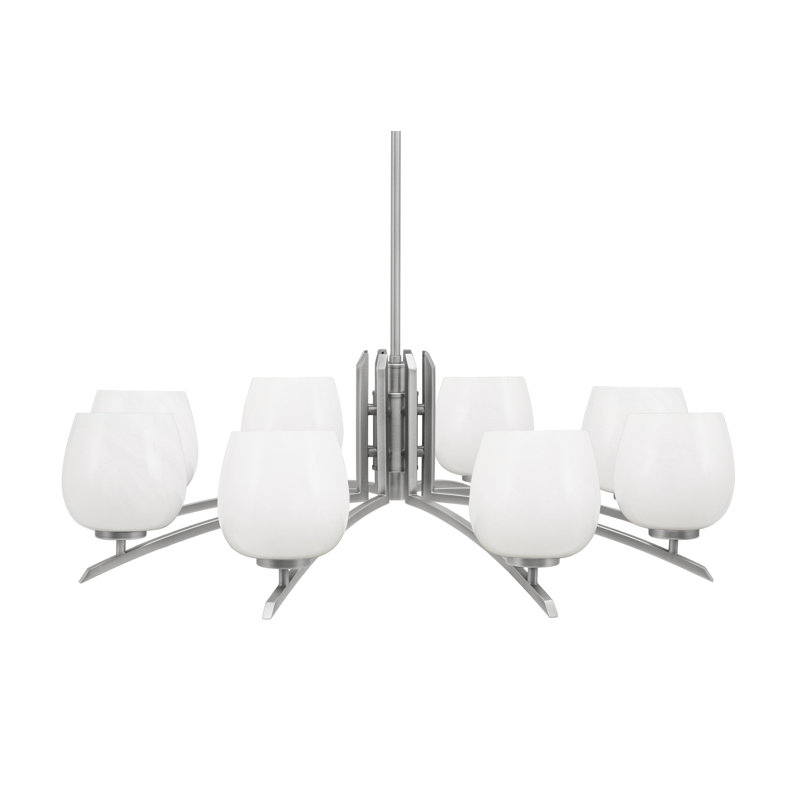 Lustre lumineux en verre marbré blanc 6 po, Graphite, H 58,25 po x l 36 po x P 36 po, 8
