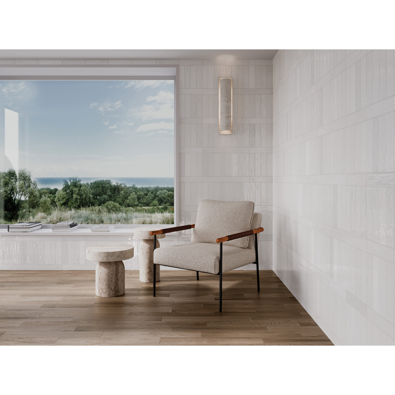 Marin 2.5" x 10" Porcelain Subway Wall & Floor Tile, Pearl White