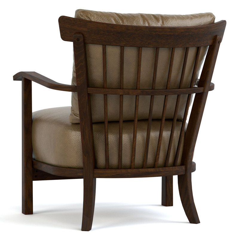Chaise à structure en bois Hudson Valley, Cuir véritable brun