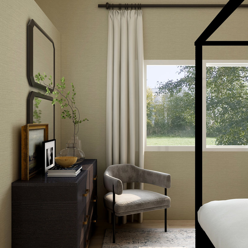 Godalming Silver Faux Linen Wallpaper, Light Grey
