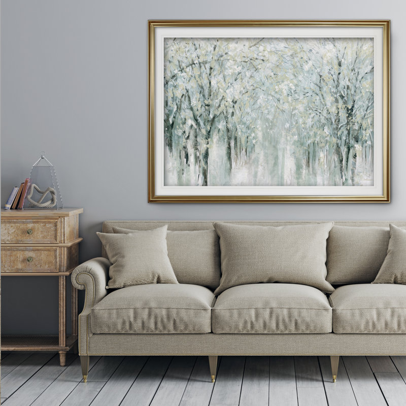 Reproduction « Winter Mist » Arfah, Impression encadrée, H 24 po x l 32 po, Doré