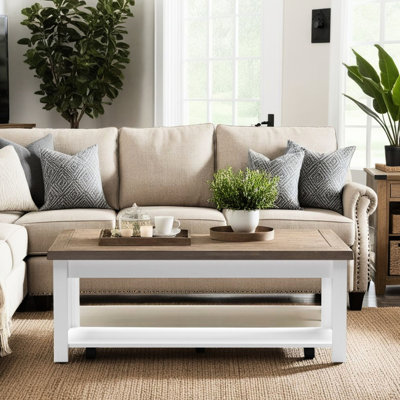 Table basse bicolore 48 po, base 48 po en peuplier et finition