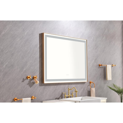 48*36 LED Lighted Bathroom Wall Mounted Mirror With High Lumen+Anti-Fog Separately Control