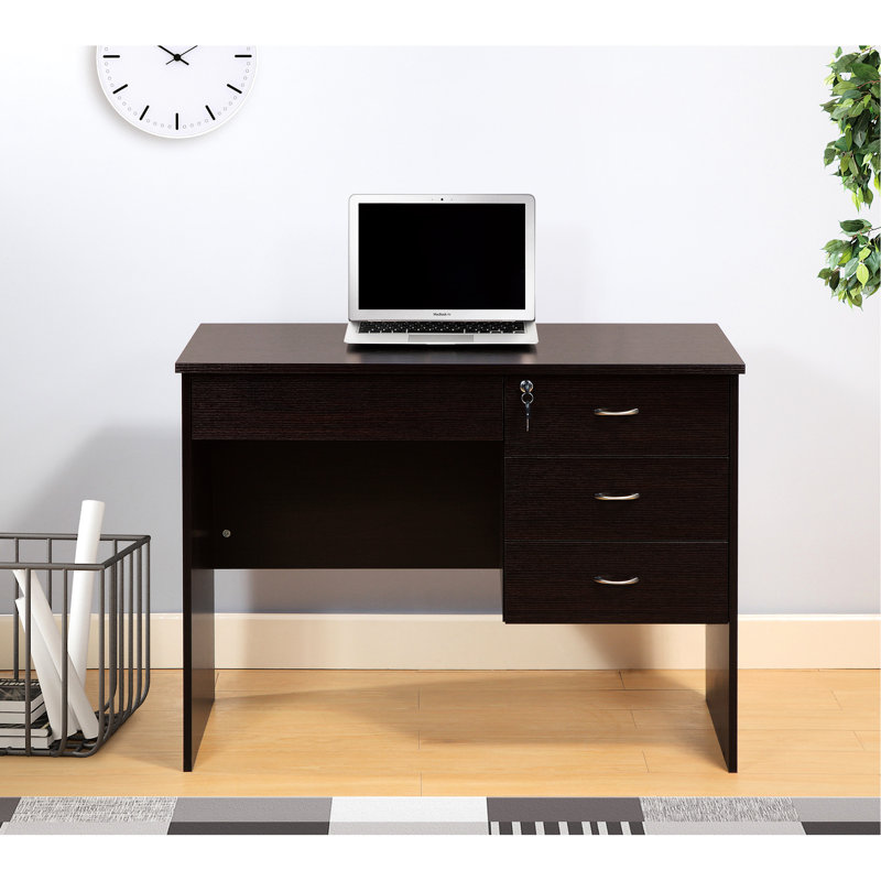 Bureau à domicile avec trois tiroirs verrouillables et une configuration pratique, tiroirs de rangement pour le travail des étudiants, teinte