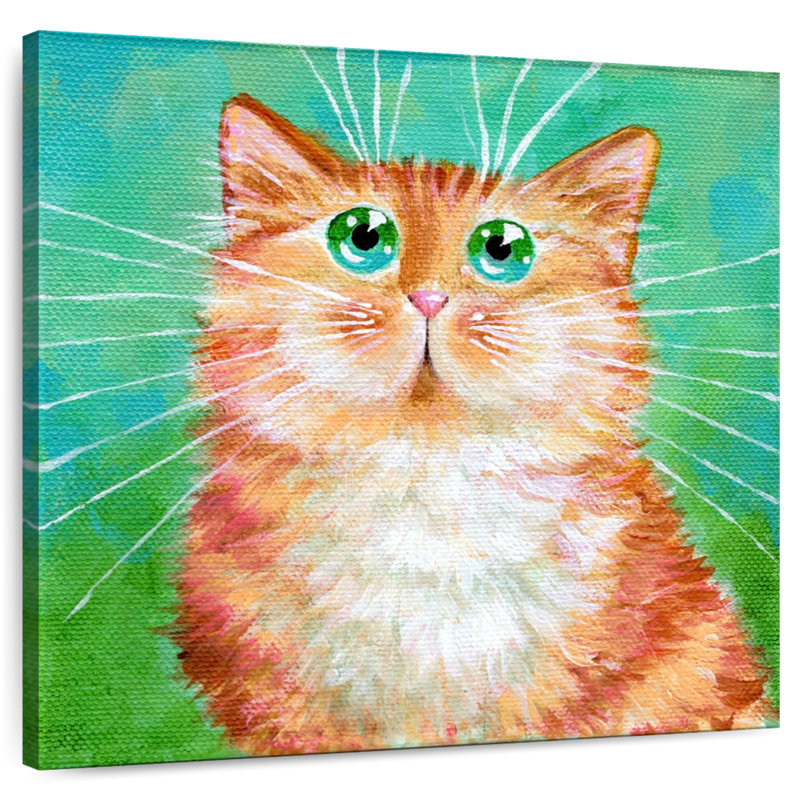 Crowle Ginger Tabby On Super Green, 24" H x 24" W