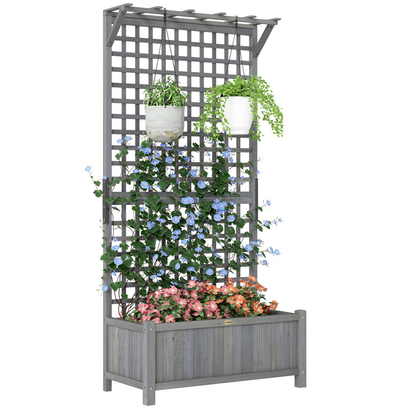Wood Raised Garden Bed, Grey